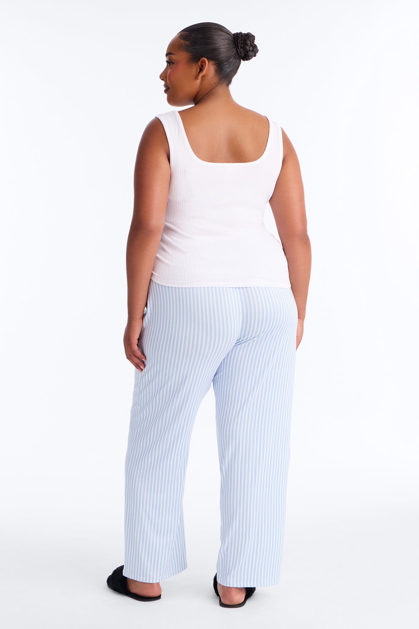 Bow Down Boxer PJ Pant Set - White/Blue