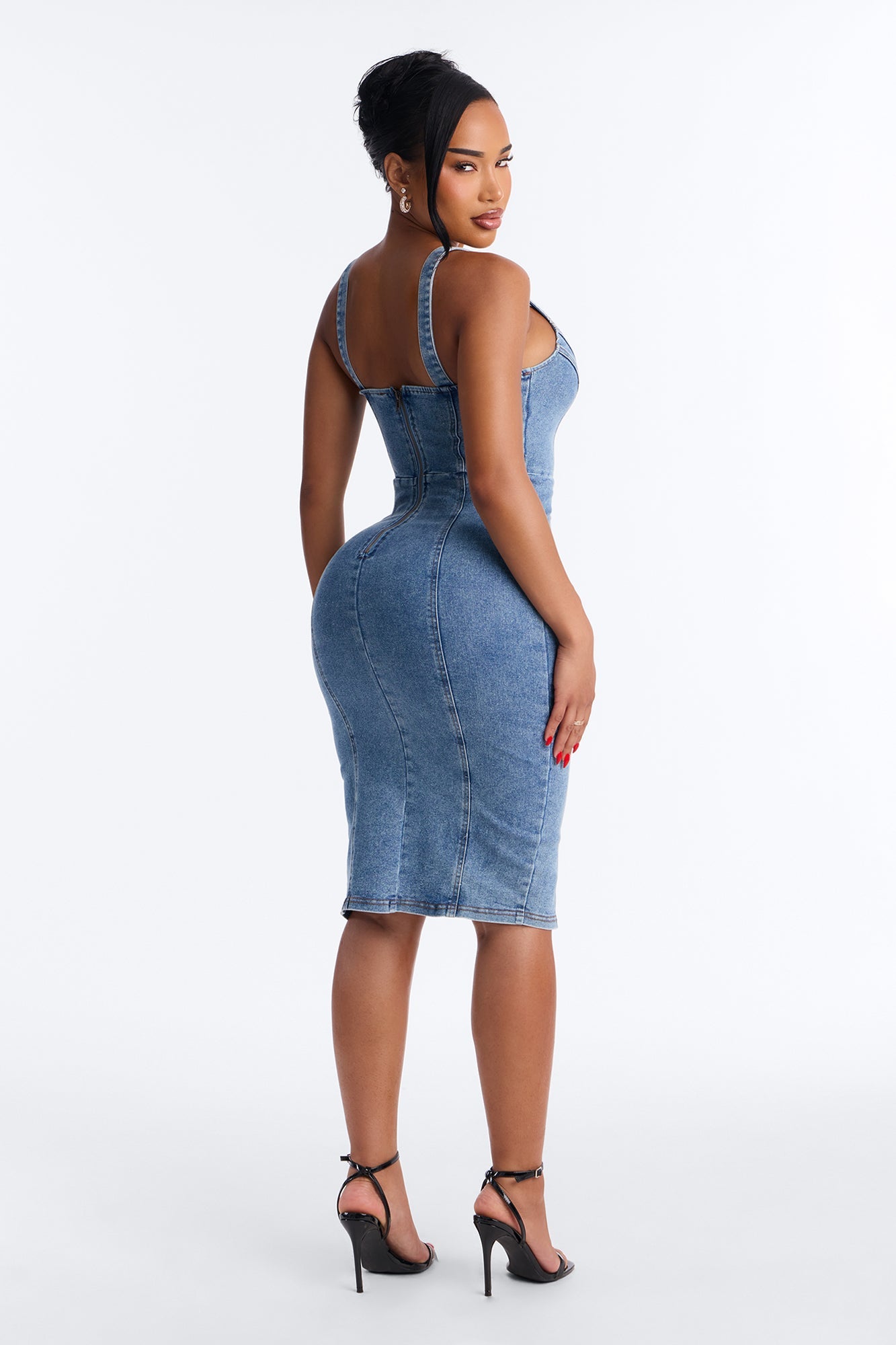 Avery Stretch Denim Midi Dress - Denim