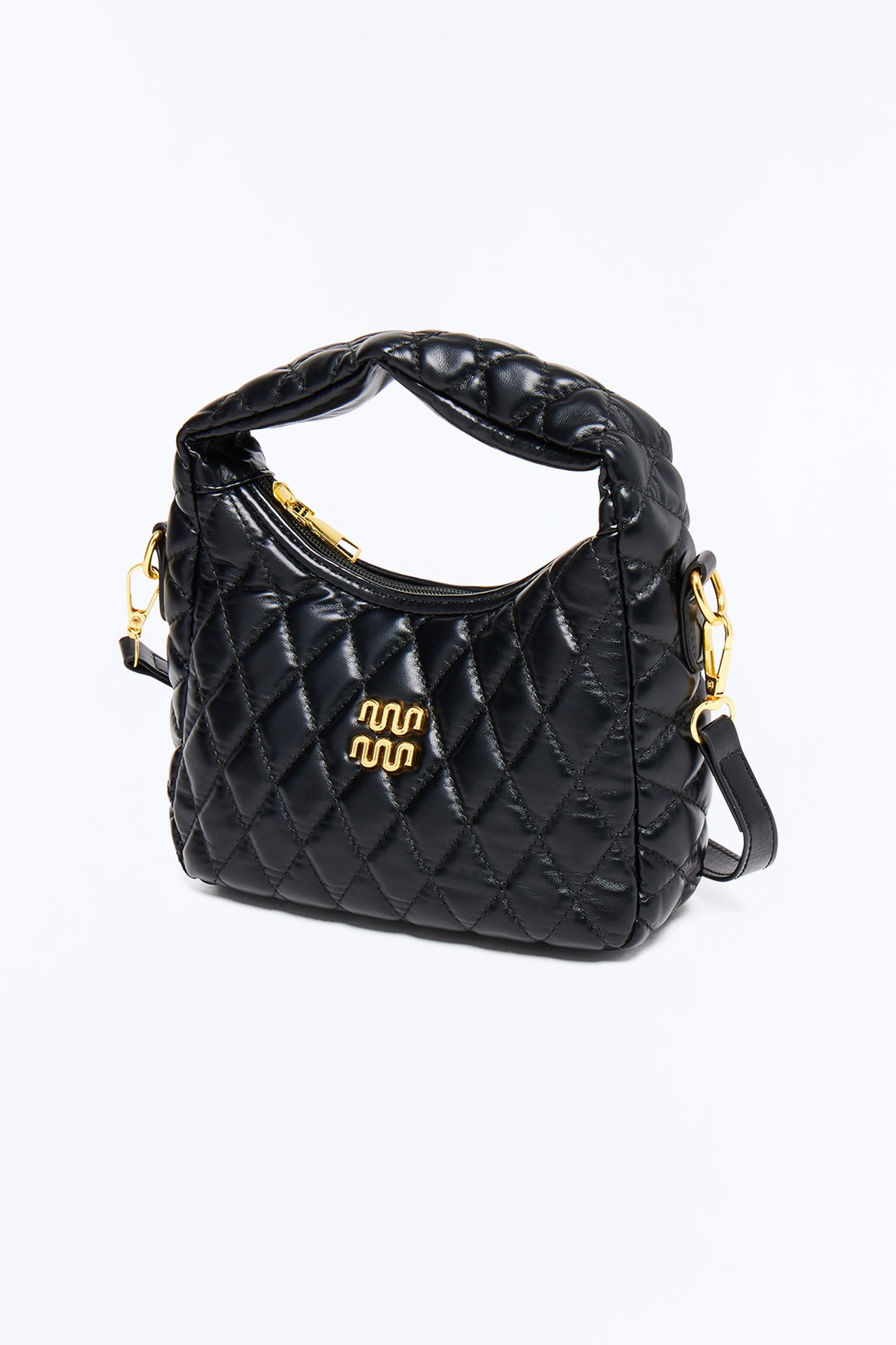 Pillow Talk Faux Leather Quilted Bag - Black