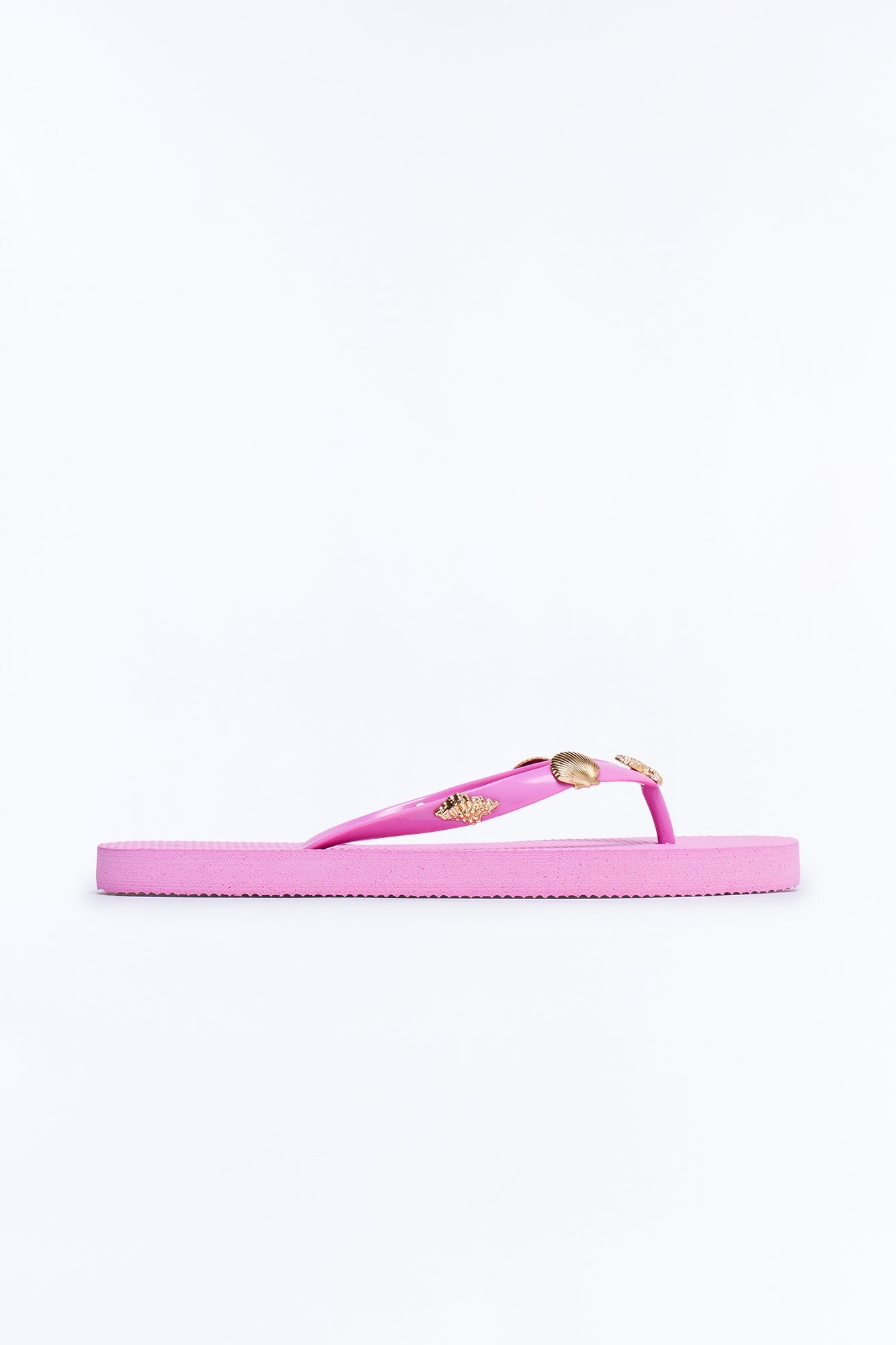 Beachy Hardware Flip Flops - Fuchsia