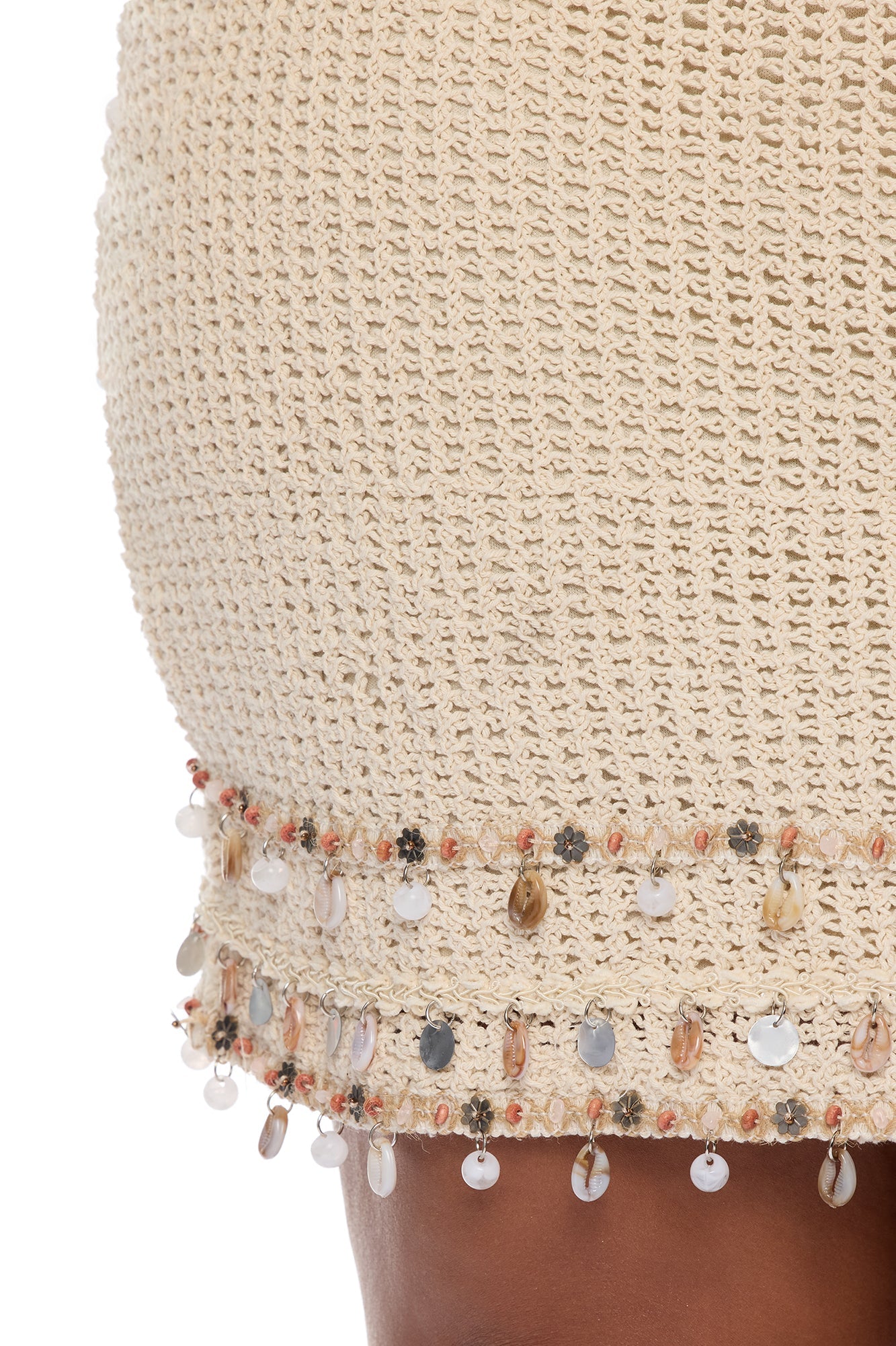 Coastal Sands Crochet Mini Dress - Sand