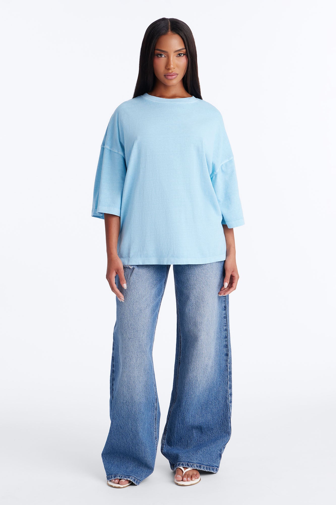 London Washed Oversized Short Sleeve T-Shirt - Blue