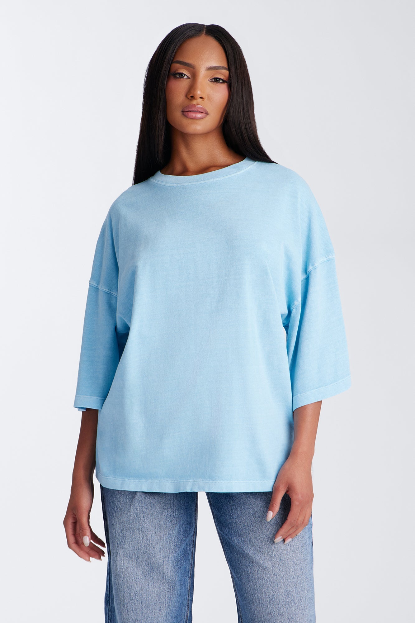 London Washed Oversized Short Sleeve T-Shirt - Blue