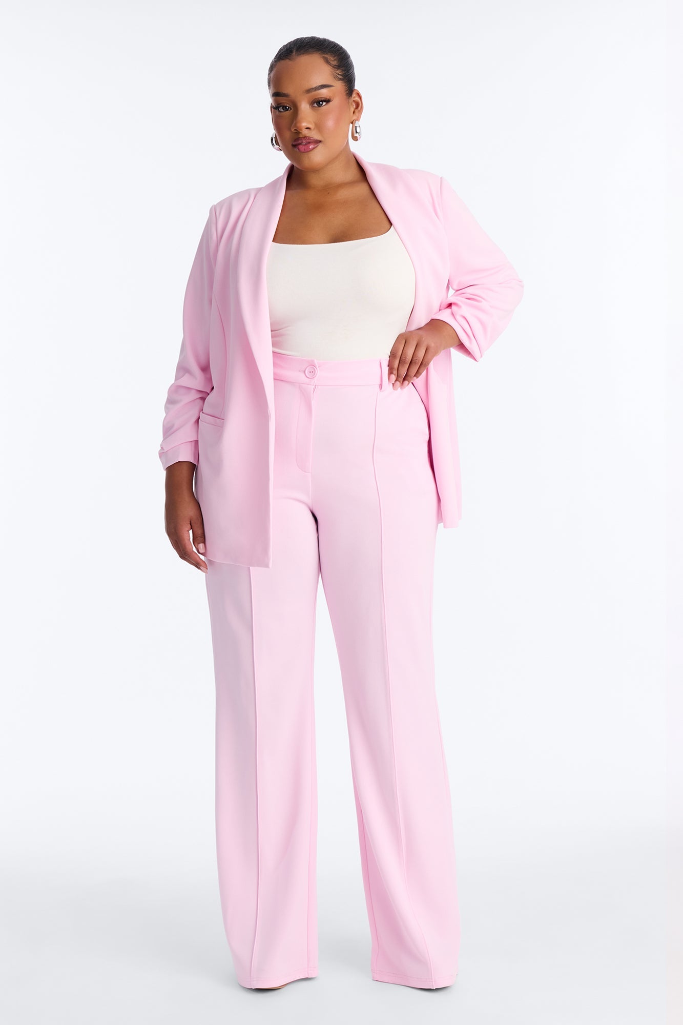 Heidi Wide Leg Trouser Pant - Light Pink