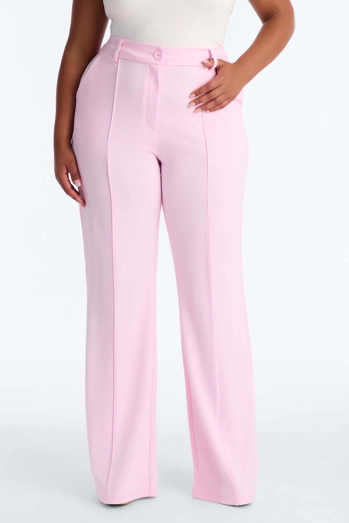 Heidi Wide Leg Trouser Pant - Light Pink
