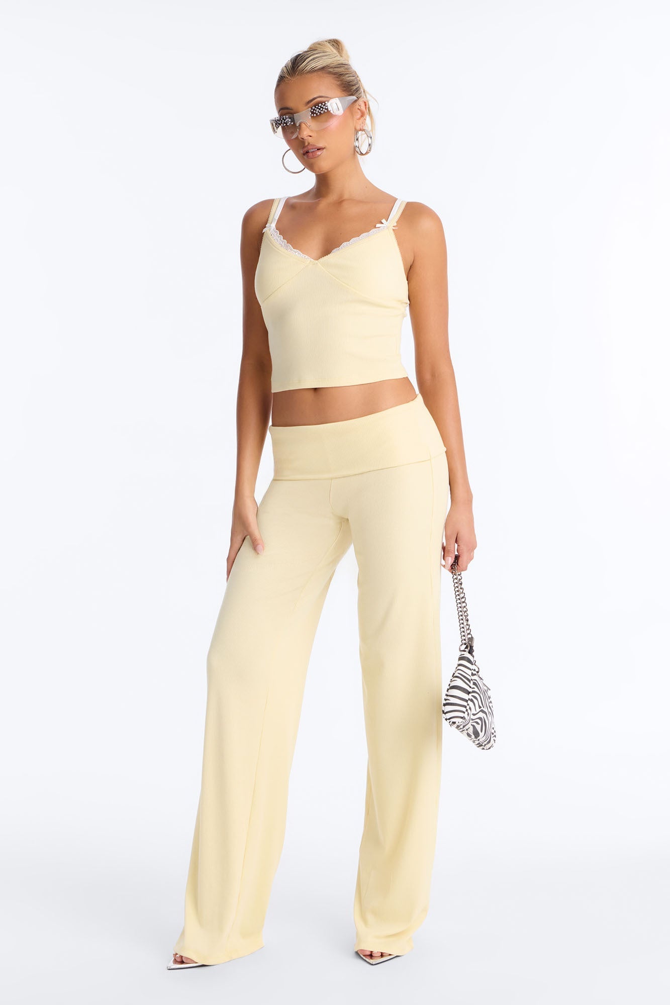Golden Hour Foldover Waist Pant Set - Yellow