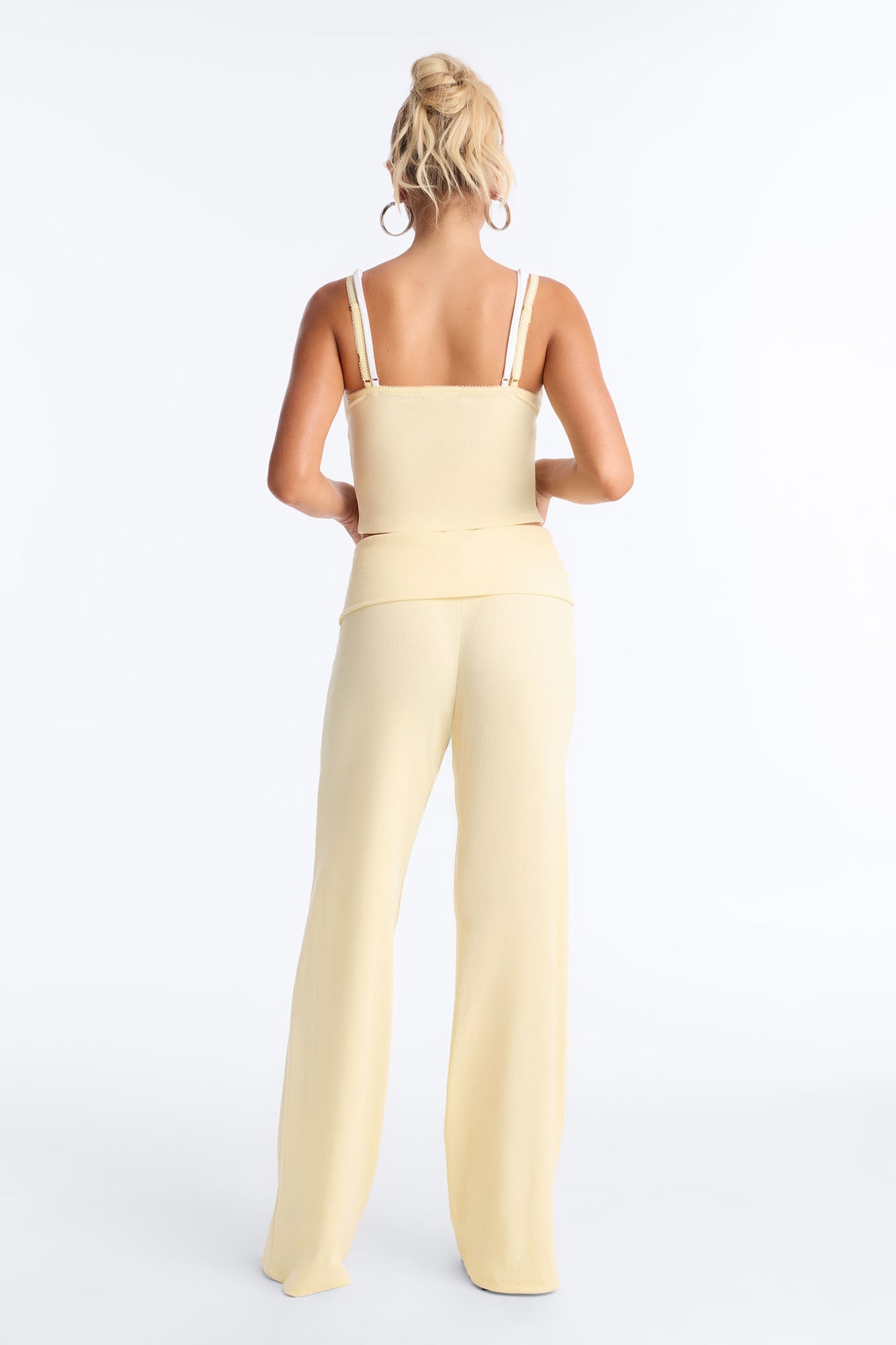 Golden Hour Foldover Waist Pant Set - Yellow