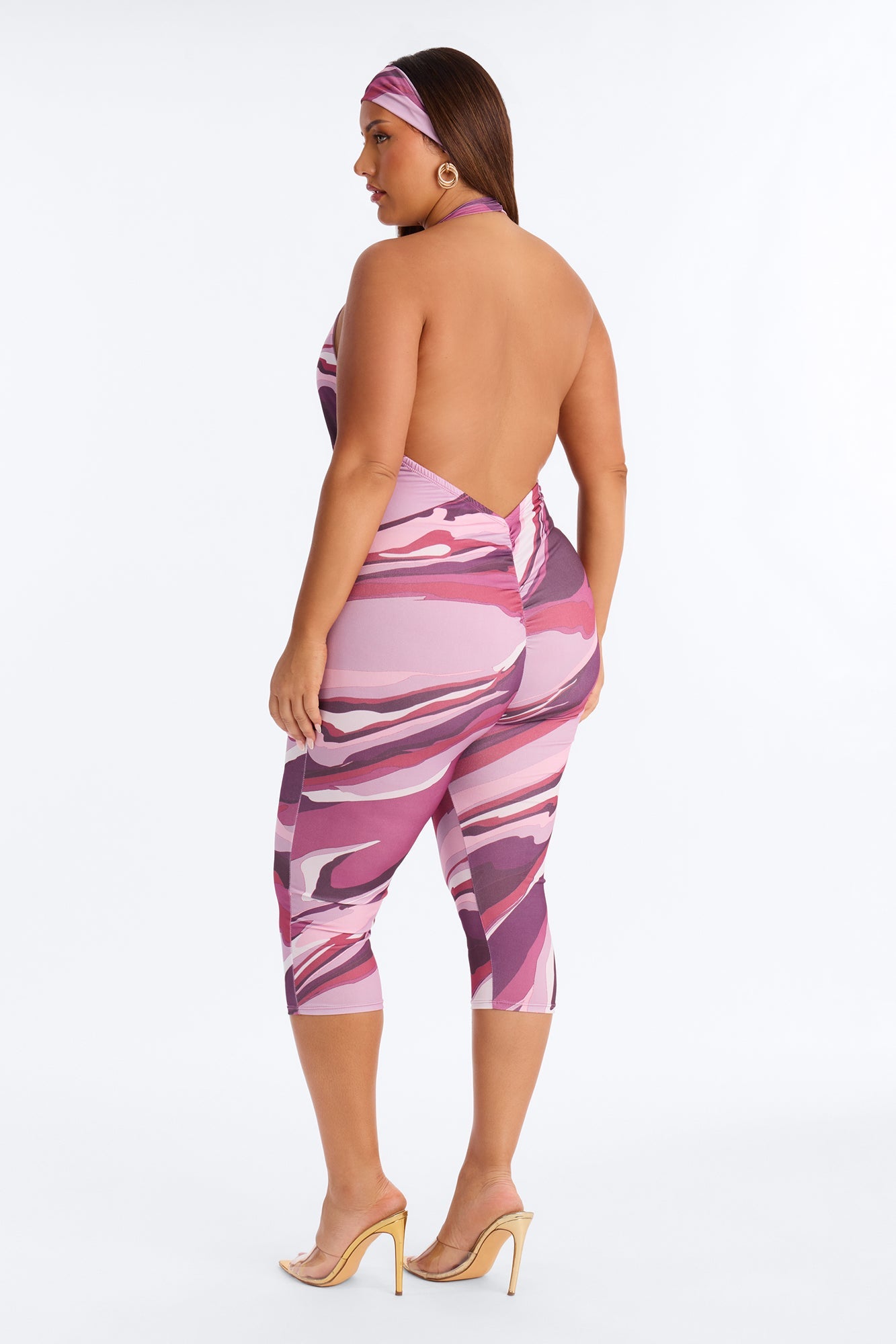 Starla Plunge 2 Piece Capri Jumpsuit - Pink